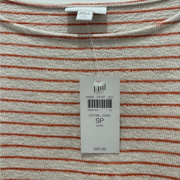 NWT J.Jill Women’s Tunic Size S Relaxed Fit Stripped  Crew Neck 3/4 Sleeves - Picture 6 of 8
